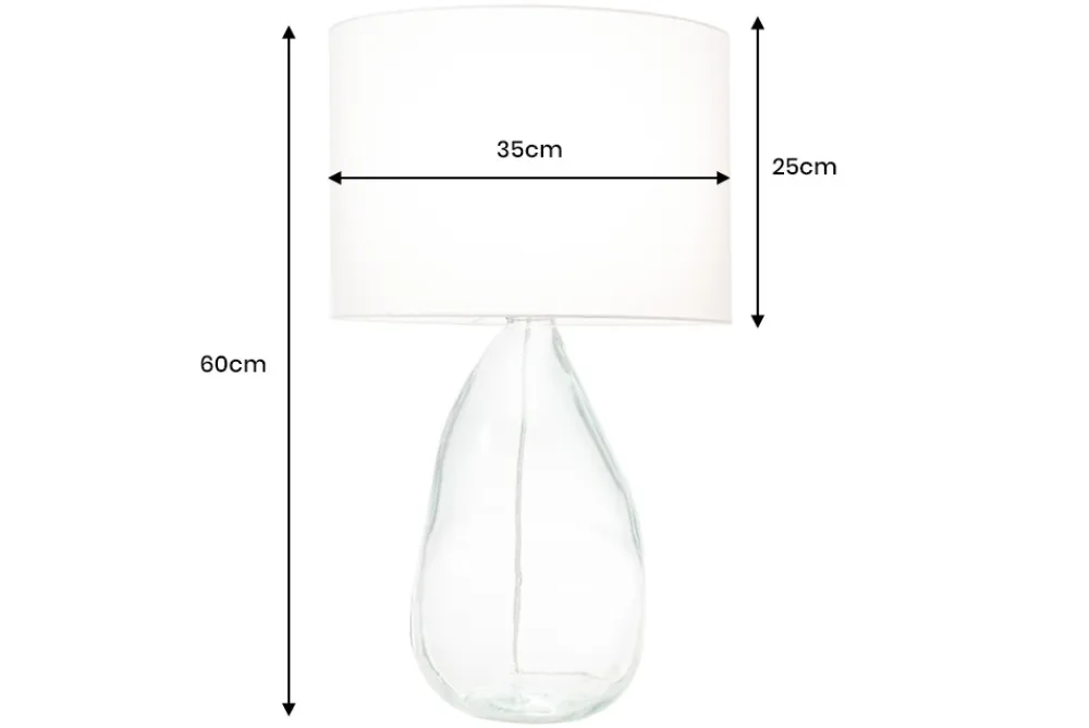 Riess-Ambiente Tischlampen > Moderne Tischlampe CLASSIC 60cm transparent recyceltes Glas weiß Stoffschirm