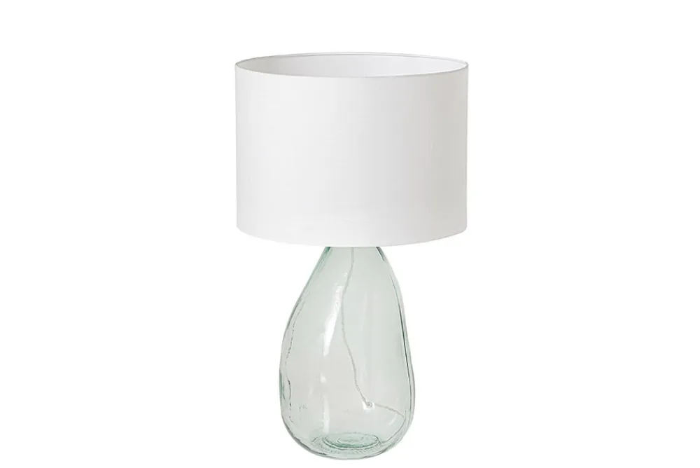 Riess-Ambiente Tischlampen > Moderne Tischlampe CLASSIC 60cm transparent recyceltes Glas weiß Stoffschirm