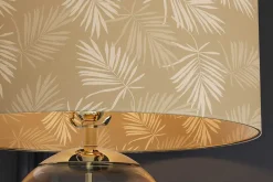 Riess-Ambiente Tischlampen > Moderne Tischlampe CLASSICO 60cm transparent Glas weiß gold Leinenschirm