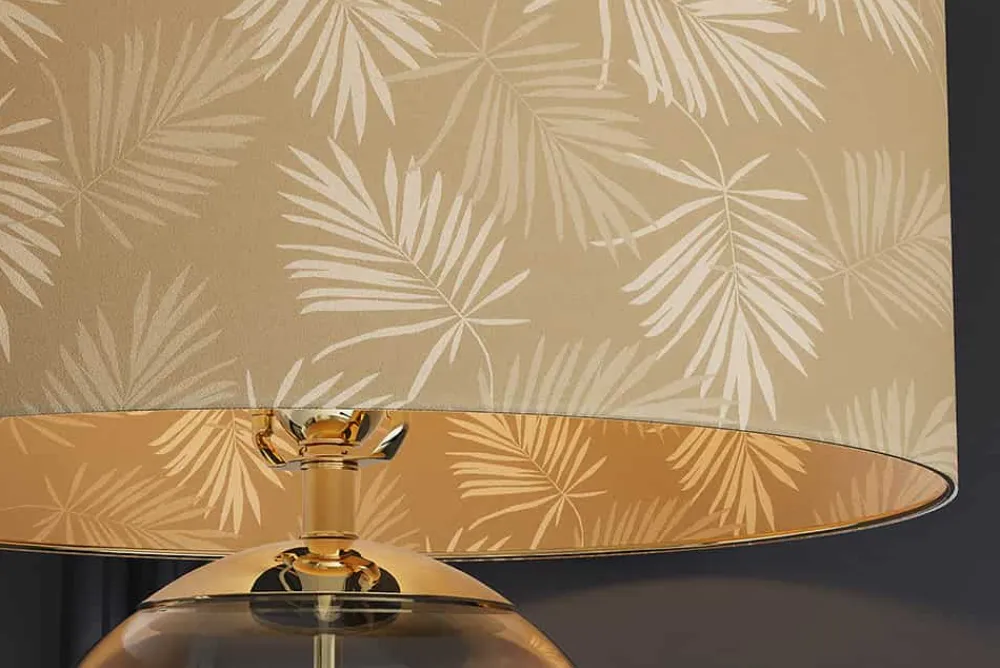 Riess-Ambiente Tischlampen > Moderne Tischlampe CLASSICO 60cm transparent Glas weiß gold Leinenschirm