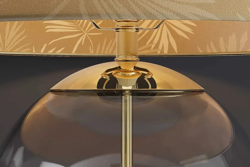 Riess-Ambiente Tischlampen > Moderne Tischlampe CLASSICO 60cm transparent Glas weiß gold Leinenschirm