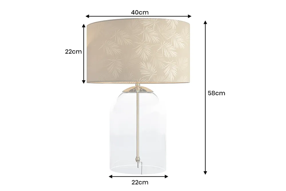 Riess-Ambiente Tischlampen > Moderne Tischlampe CLASSICO 60cm transparent Glas weiß gold Leinenschirm