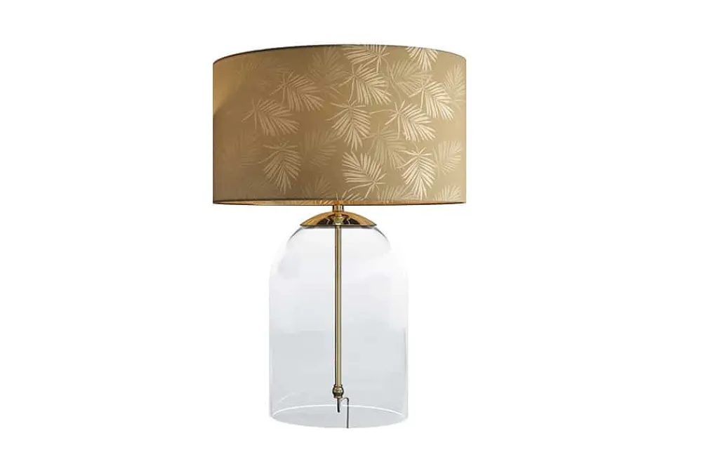 Riess-Ambiente Tischlampen > Moderne Tischlampe CLASSICO 60cm transparent Glas weiß gold Leinenschirm
