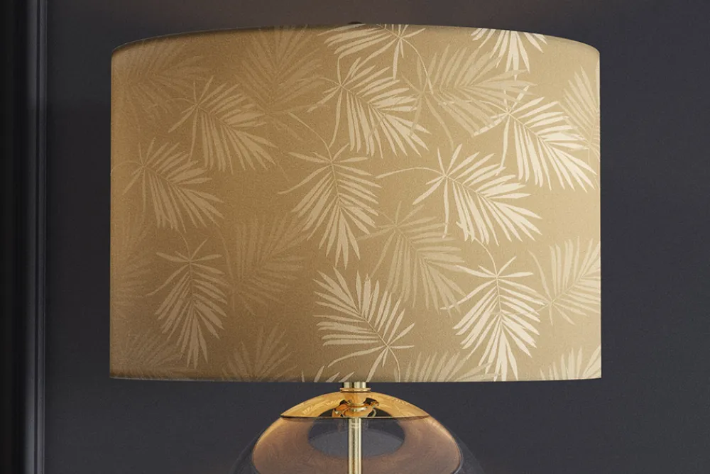 Riess-Ambiente Tischlampen > Moderne Tischlampe CLASSICO 50cm transparent Glas weiß gold Leinenschirm
