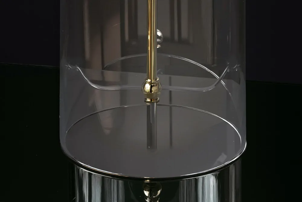 Riess-Ambiente Tischlampen > Moderne Tischlampe CLASSICO 50cm transparent Glas weiß gold Leinenschirm