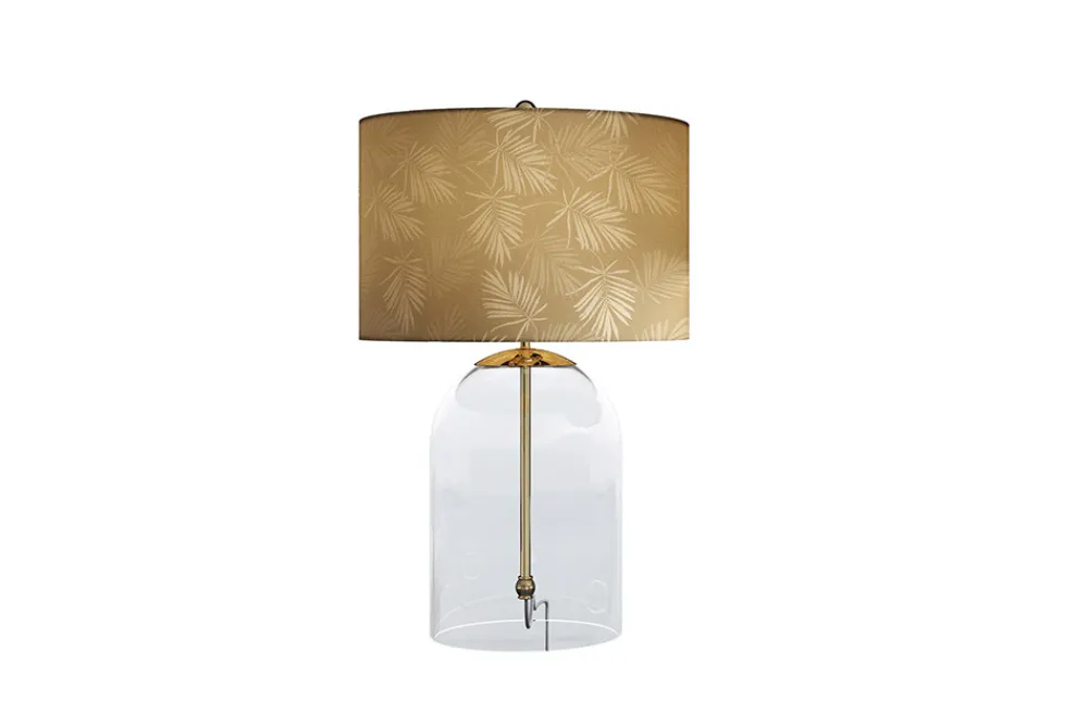 Riess-Ambiente Tischlampen > Moderne Tischlampe CLASSICO 50cm transparent Glas weiß gold Leinenschirm