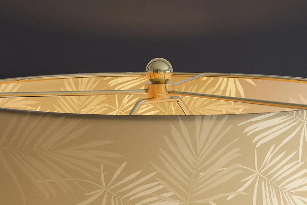 Riess-Ambiente Tischlampen > Moderne Tischlampe CLASSICO 50cm transparent Glas weiß gold Leinenschirm
