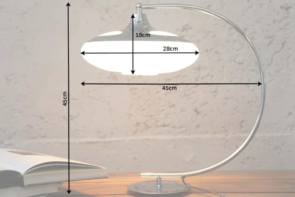 Riess-Ambiente Tischlampen > Moderne Tischlampe LUNA LOGO 45cm silber verchromt Tischleuchte