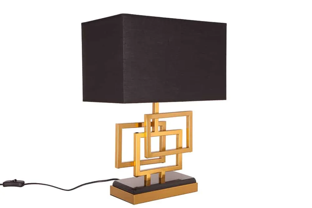Riess-Ambiente Goldene Möbel|Tischlampen > Moderne Tischleuchte ATLANTIS 56cm gold Stoffschirm schwarz Marmor Lampe