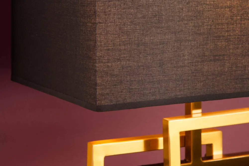 Riess-Ambiente Goldene Möbel|Tischlampen > Moderne Tischleuchte ATLANTIS 56cm gold Stoffschirm schwarz Marmor Lampe