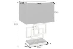 Riess-Ambiente Tischlampen > Moderne Tischleuchte ATLANTIS 56cm silber Stoffschirm schwarz Marmor Lampe
