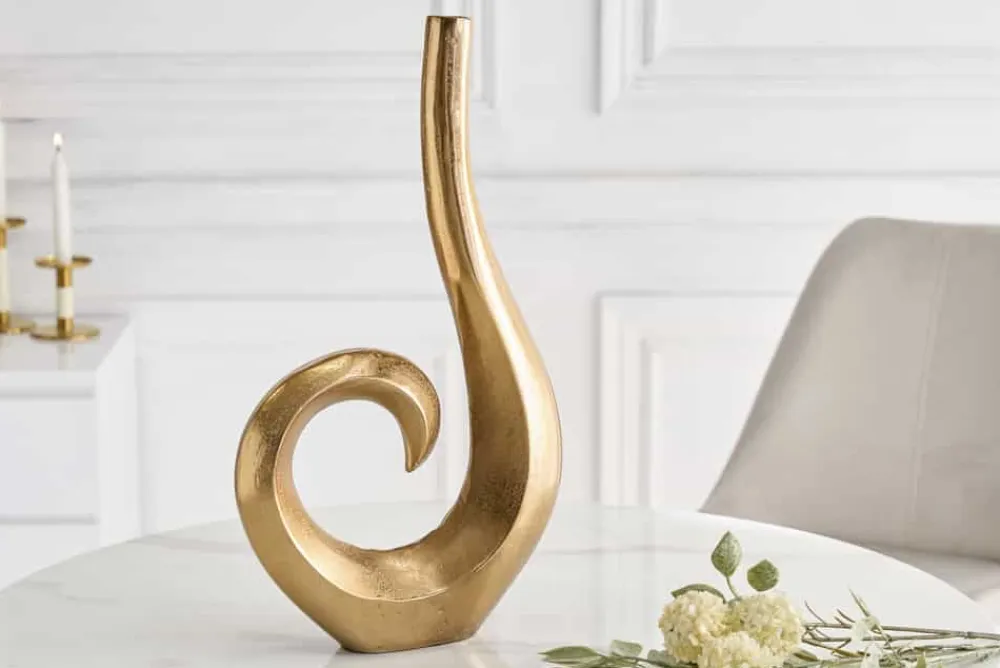 Riess-Ambiente Dekoration|Goldene Möbel > Moderne Vase WAVE 47cm gold Aluminium poliert Dekoration