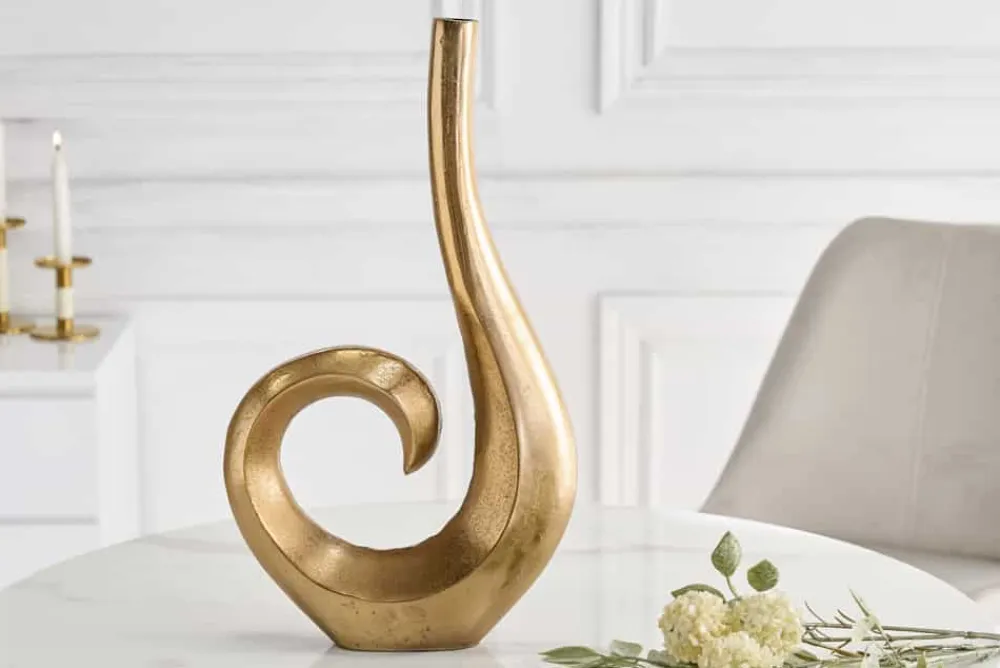 Riess-Ambiente Dekoration|Goldene Möbel > Moderne Vase WAVE 47cm gold Aluminium poliert Dekoration