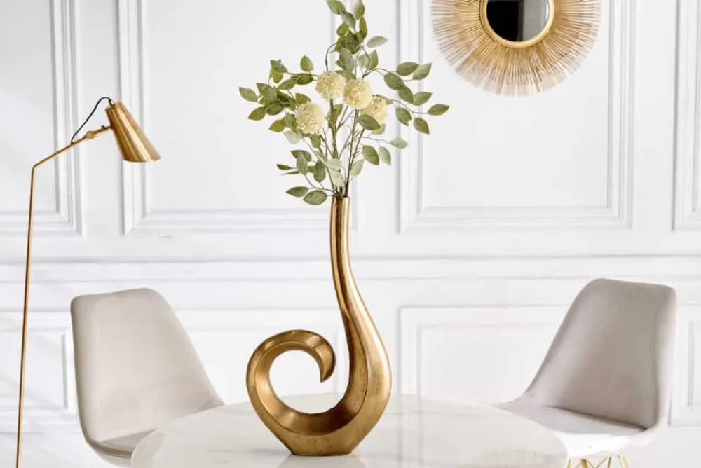 Riess-Ambiente Dekoration|Goldene Möbel > Moderne Vase WAVE 47cm gold Aluminium poliert Dekoration