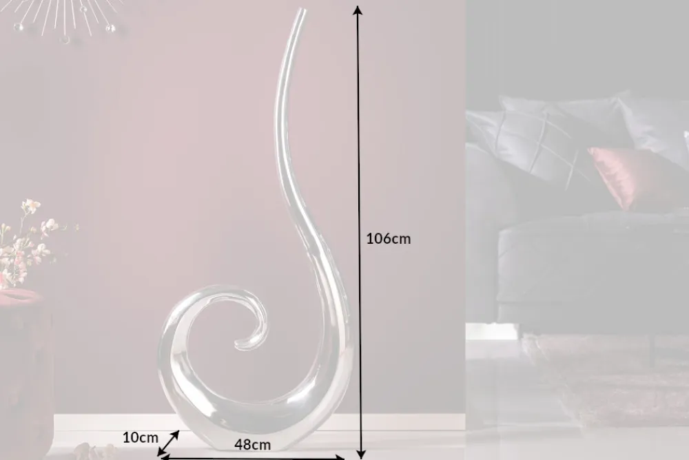 Riess-Ambiente Dekoration|Vasen > Moderne Vase WAVE XL 106cm silber Aluminium poliert Dekoration