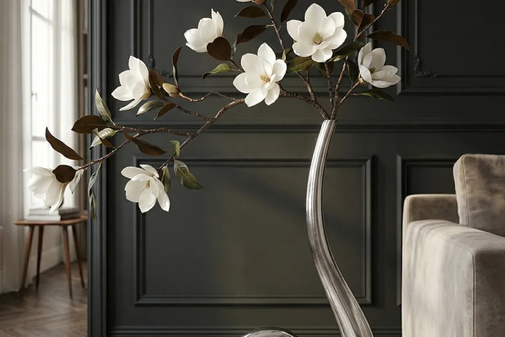 Riess-Ambiente Dekoration|Vasen > Moderne Vase WAVE XL 106cm silber Aluminium poliert Dekoration