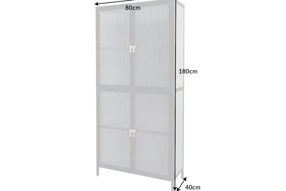 Riess-Ambiente Vitrinen|Highboards > Moderne Vitrine AMSTERDAM 180cm schwarz gold Riffelglas Metall Highboard Schrank