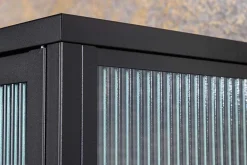 Riess-Ambiente Vitrinen|Highboards > Moderne Vitrine AMSTERDAM 160cm schwarz gold Riffelglas Metall Highboard Schrank