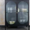 Riess-Ambiente Vitrinen|Sideboards & Kommoden > Moderne Vitrine PARIS 110cm schwarz gold Riffelglas Metall Sideboard Schrank