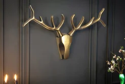 Riess-Ambiente Dekoration > Moderne Wanddekoration VEADO 100cm gold Hirschgeweih