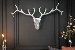 Riess-Ambiente Wanddekoration > Moderne Wanddekoration VEADO 100cm silber Hirschgeweih