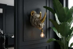 Riess-Ambiente Wandleuchten > Moderne Wandlampe RHINO 40cm gold Nashorn-Skulptur handmade