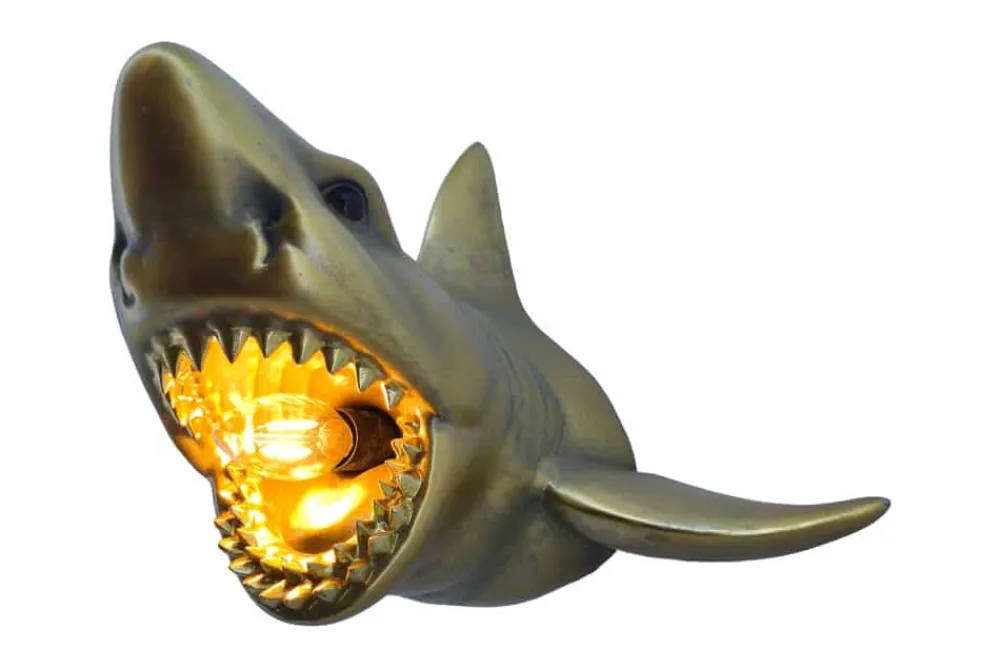 Riess-Ambiente Wandleuchten > Moderne Wandlampe SHARK 40cm gold Hai-Skulptur handmade