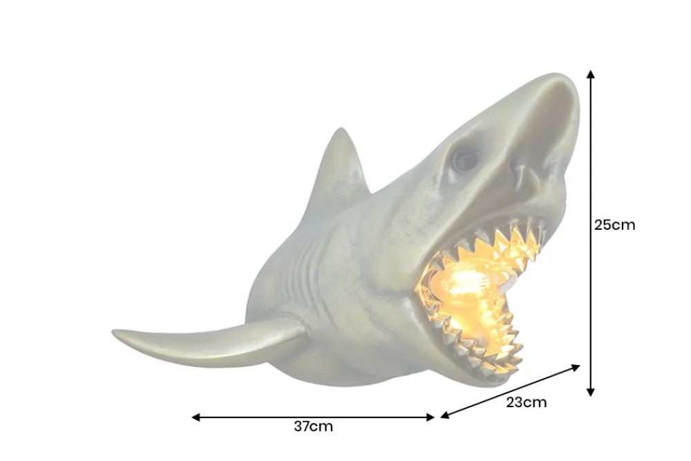 Riess-Ambiente Wandleuchten > Moderne Wandlampe SHARK 40cm gold Hai-Skulptur handmade