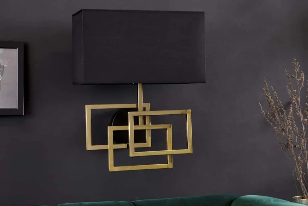 Riess-Ambiente Goldene Möbel|Wandleuchten > Moderne Wandleuchte ATLANTIS 44cm gold Stoffschirm schwarz Lampe