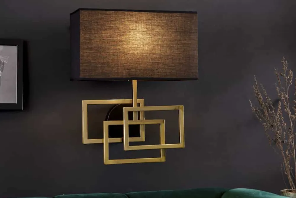 Riess-Ambiente Goldene Möbel|Wandleuchten > Moderne Wandleuchte ATLANTIS 44cm gold Stoffschirm schwarz Lampe
