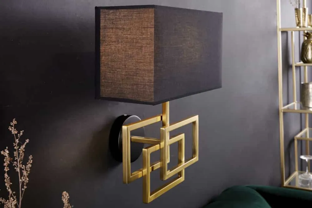 Riess-Ambiente Goldene Möbel|Wandleuchten > Moderne Wandleuchte ATLANTIS 44cm gold Stoffschirm schwarz Lampe