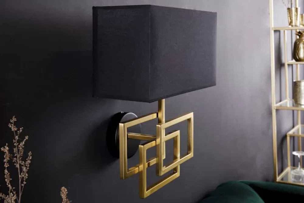 Riess-Ambiente Goldene Möbel|Wandleuchten > Moderne Wandleuchte ATLANTIS 44cm gold Stoffschirm schwarz Lampe
