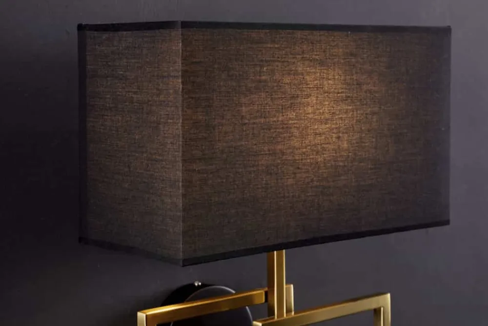 Riess-Ambiente Goldene Möbel|Wandleuchten > Moderne Wandleuchte ATLANTIS 44cm gold Stoffschirm schwarz Lampe