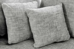 Riess-Ambiente Skandinavisch|Xxl Sofa > Moderne Wohnlandschaft KENT 220cm grau Strickstoff Ecksofa inkl. Hocker und Kissen