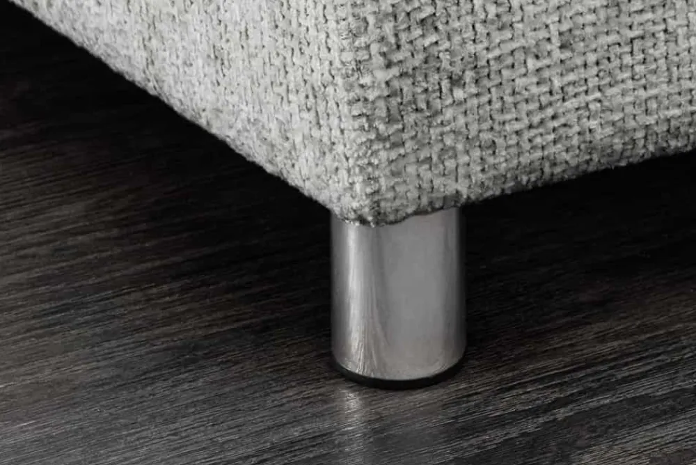 Riess-Ambiente Skandinavisch|Xxl Sofa > Moderne Wohnlandschaft KENT 220cm grau Strickstoff Ecksofa inkl. Hocker und Kissen
