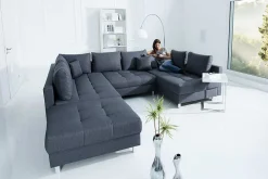 Riess-Ambiente Xxl Sofa|Ecksofa > Moderne XXL Wohnlandschaft KENT 305cm anthrazit Federkern Bigsofa inkl. Hocker