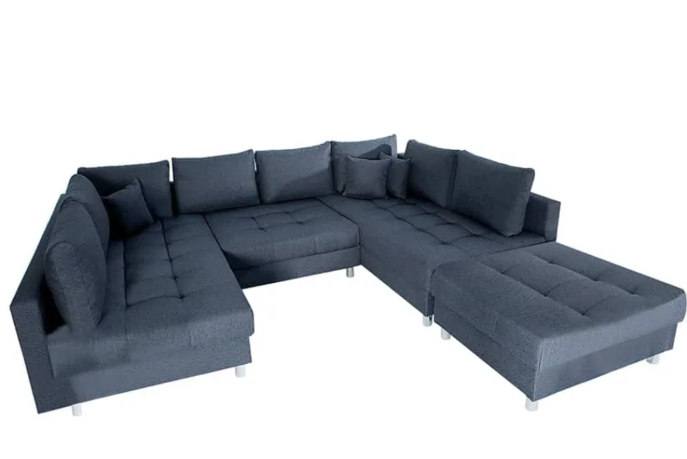 Riess-Ambiente Xxl Sofa|Ecksofa > Moderne XXL Wohnlandschaft KENT 305cm anthrazit Federkern Bigsofa inkl. Hocker