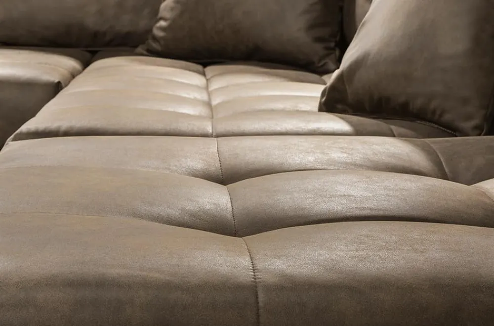 Riess-Ambiente Xxl Sofa|Ecksofa > Moderne XXL Wohnlandschaft KENT 305cm taupe Federkern Bigsofa inkl. Hocker