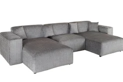 Riess-Ambiente Skandinavisch|Xxl Sofa > Moderne XXL Wohnlandschaft SIGNATUR 370cm grau Chenille Cremona U-Form Sofa inkl. Kissen