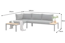 Riess-Ambiente Skandinavisch|Sitzgruppen > Modulare Garten Sitzgruppe ORLANDO LOUNGE 240cm anthrazit Aluminium wetterfest inkl. Kissen