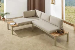 Riess-Ambiente Skandinavisch|Sitzgruppen > Modulare Garten Sitzgruppe ORLANDO LOUNGE 240cm champagner greige Aluminium wetterfest inkl. Kissen