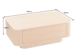 Riess-Ambiente Skandinavisch|Couchtische & Truhen > Nordischer Couchtisch VALHALLA WOOD 100cm natur Eichenholz mit Schublade