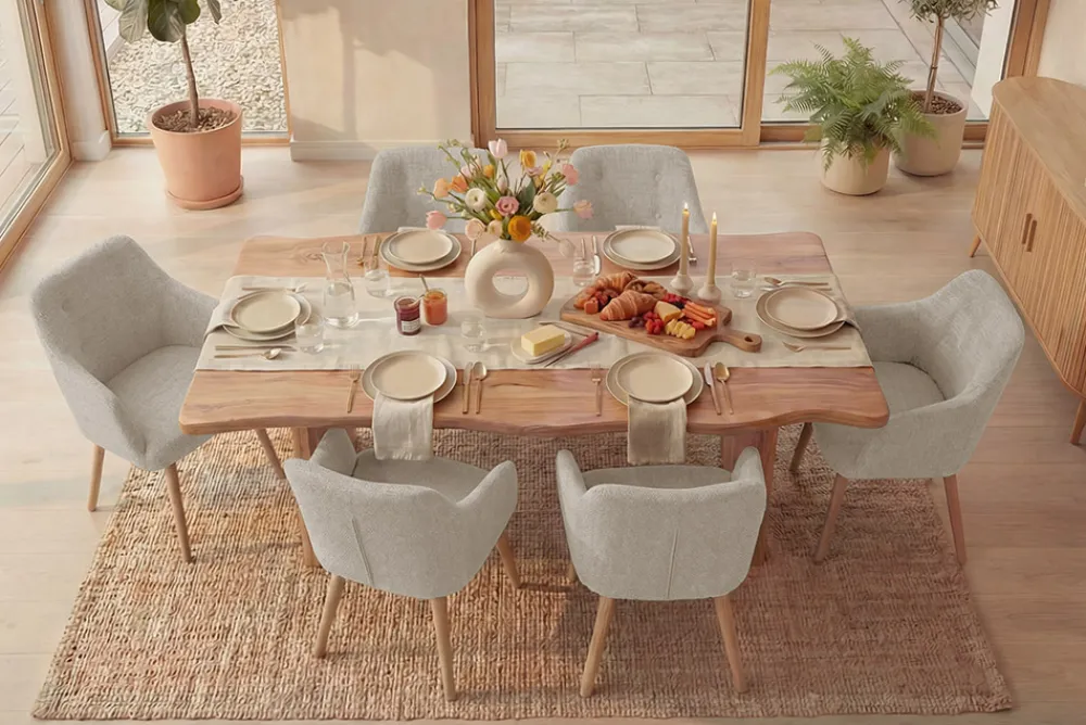 Riess-Ambiente Skandinavisch|Stühle > Nordischer Stuhl SCANDINAVIA MEISTERSTÜCK beige natur Strukturstoff Massivholzbeine