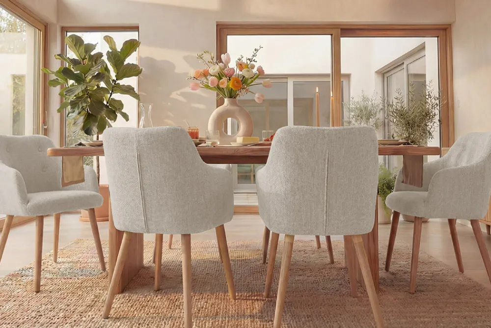 Riess-Ambiente Skandinavisch|Stühle > Nordischer Stuhl SCANDINAVIA MEISTERSTÜCK beige natur Strukturstoff Massivholzbeine