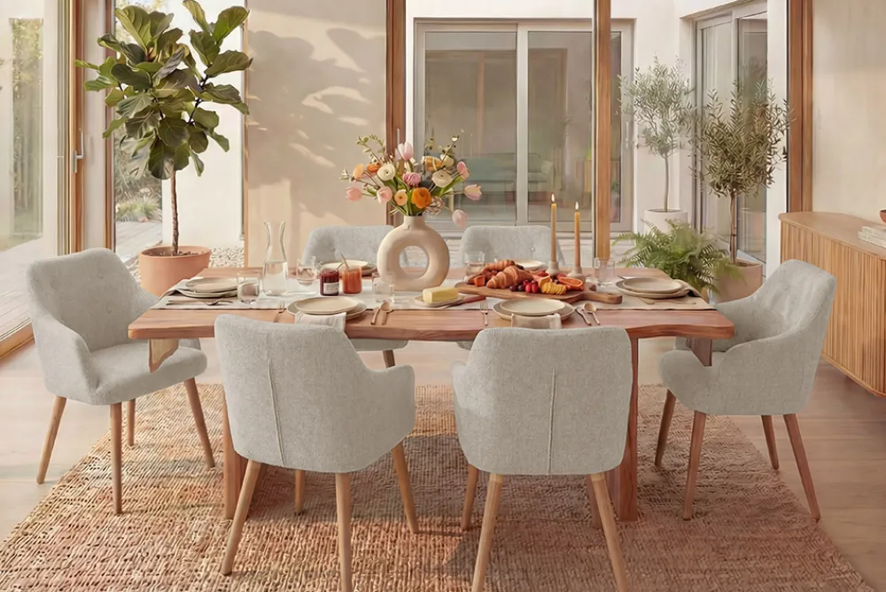 Riess-Ambiente Skandinavisch|Stühle > Nordischer Stuhl SCANDINAVIA MEISTERSTÜCK beige natur Strukturstoff Massivholzbeine