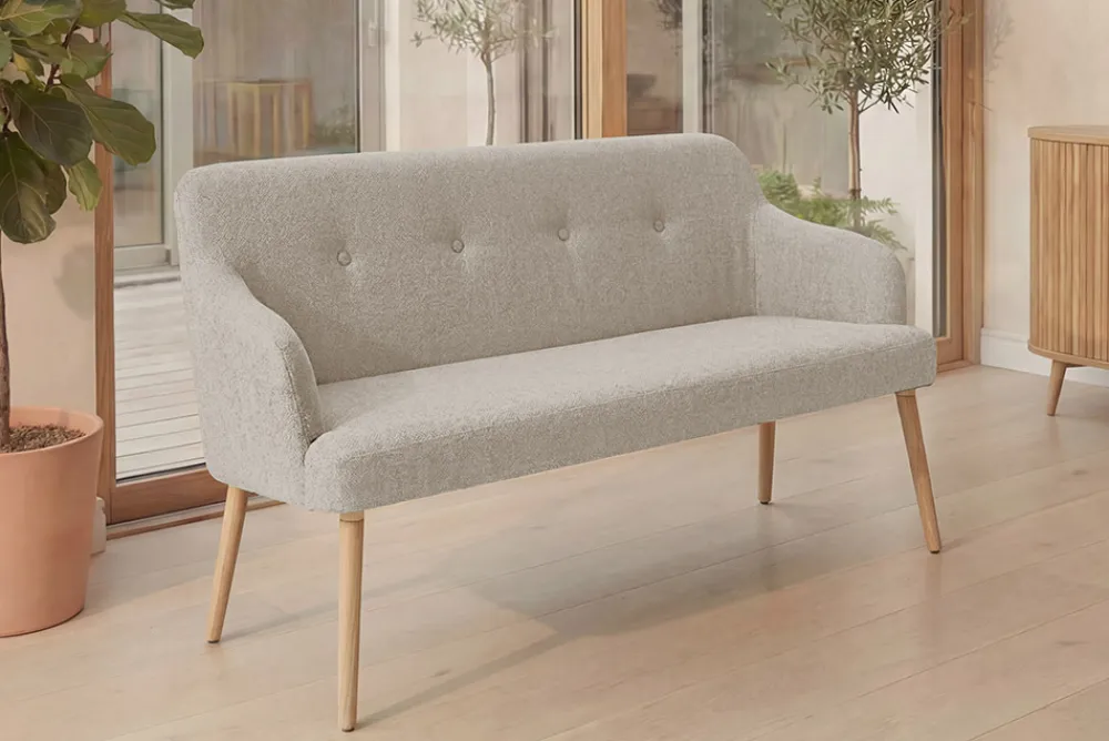 Riess-Ambiente Skandinavisch|Sitzbänke > Nordische Sitzbank SCANDINAVIA MEISTERSTÜCK 115cm beige natur Massivholz mit Armlehne