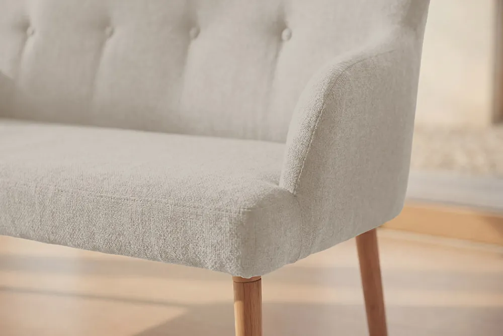 Riess-Ambiente Skandinavisch|Sitzbänke > Nordische Sitzbank SCANDINAVIA MEISTERSTÜCK 115cm beige natur Massivholz mit Armlehne