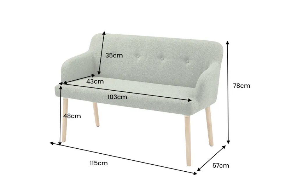 Riess-Ambiente Skandinavisch|Sitzbänke > Nordische Sitzbank SCANDINAVIA MEISTERSTÜCK 115cm salbei natur Massivholz mit Armlehne