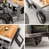 Riess-Ambiente Couchtische & Truhen > Oldtimer Couchtisch HOT ROD 160cm Stahl Mangoholz mit Stauraum Flaschenhalter massiv