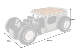 Riess-Ambiente Couchtische & Truhen > Oldtimer Couchtisch HOT ROD 160cm Stahl Mangoholz mit Stauraum Flaschenhalter massiv
